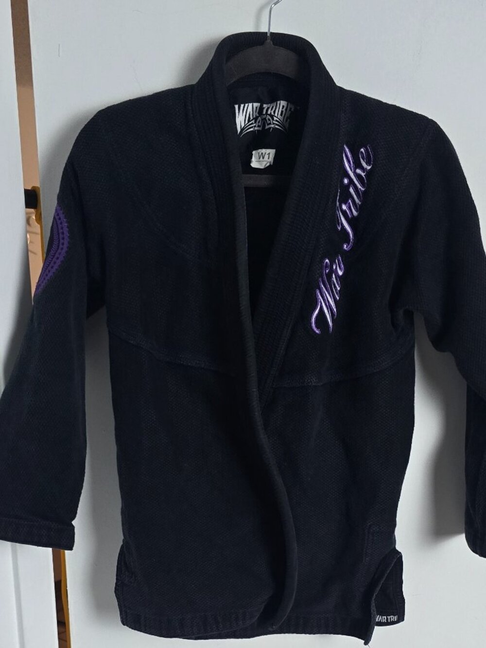 War Tribe Women’s BJJ Gi Jacket Black Purple Embroidery W1